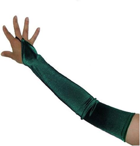 Amazon.com: SACAS Long Fingerless Satin Gloves in Forest Green One Size : Clothing, Shoes & Jewelry Prom Gloves, Ivy Costume, Poison Ivy Cosplay, Poison Ivy Costumes, Long Fingerless Gloves, Satin Gloves, Green Gloves, Dress With Gloves, Blue Gloves