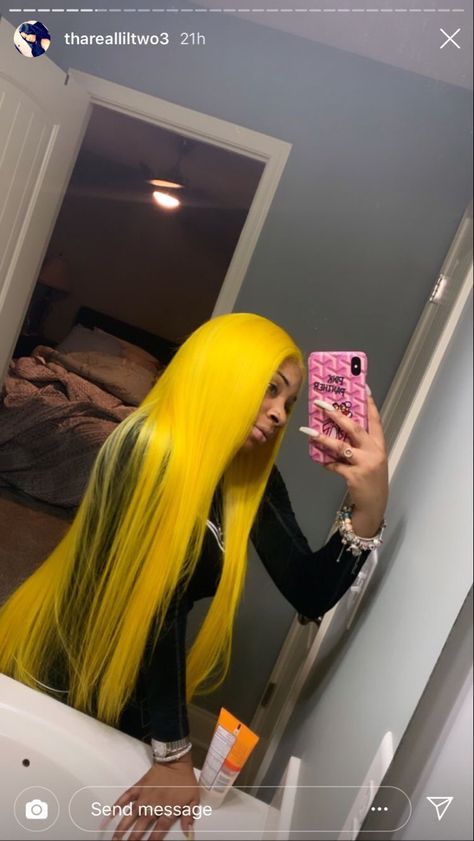 Yellow Frontal Wig, Yellow Wig, Wig Installs, Wigs Hairstyles, Straight Weave, Color Wigs, Colored Weave, Glamour Hair, Straight Weave Hairstyles