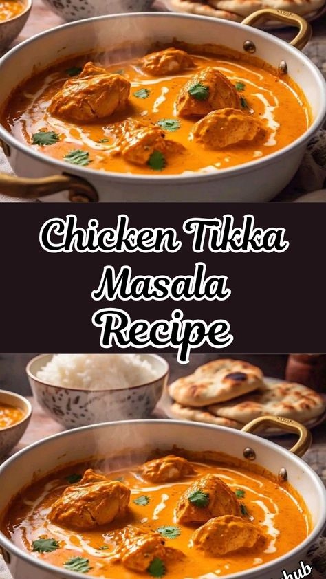 A plate of chicken tika masala, with tender, spiced chicken in a thick tomato-based sauce. Authentic Tikka Masala, Tika Masala, Chicken Tikka Masala Recipes, Tikka Masala Recipe, Dinner Recipes Ideas, Chicken Recipes Easy, Creamy Tomato Sauce, Chicken Tikka Masala, Masala Recipe