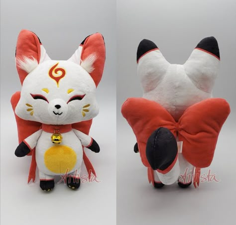 Japanese Plushies, Japan Toys, Fox Plushie, Fox Doll, Stuff Animals, Custom Plush, Soft Toy Patterns, Kawaii Plush, Pokemon Trading Card