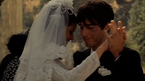 Michael & Appolonia's Sicilian Wedding; The Godfather 1972 Simonetta Stefanelli, The Godfather 1972, Godfather 1972, Young Al Pacino, Romantic Marriage, ماثيو ماكونهي, Don Corleone, Godfather Movie, Robin Wright