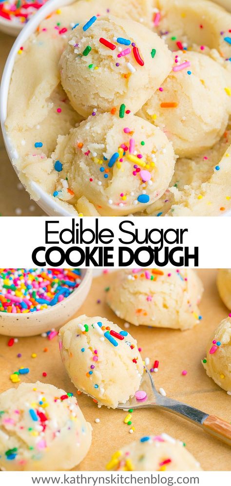 Edible Sugar Cookie Dough is a quick and easy treat to make when you’re craving something sweet! It’s completely safe to eat and tastes just like sugar cookies. Enjoy it by the spoonful or add it to your favorite ice cream! Vegan Sweetened Condensed Milk, Cookie Dough For One, Edible Sugar Cookie Dough, Sugar Cookie Dough Recipe, Cookie Dough To Eat, Edible Cookie Dough Recipe, Cookie Dough Recipe, Easy Treat, Cookie Dough Bites