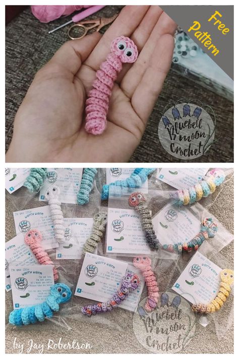 3 Worry Worm Free Crochet Pattern Crochet Worm, Worry Worm, Bookmark Diy, Crochet Bookmark Pattern, Mode Crochet, Crochet Animals Free Patterns, Crochet Bookmarks, Quick Crochet, Diy Crochet Projects