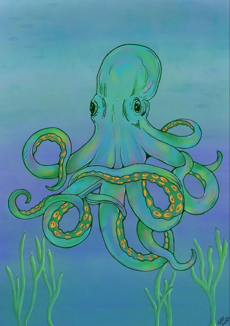 My digital drawing of an octopus, available as a print Easy Octopus Drawing, Octopus Drawing, Ocean Octopus, Octopus Print, Star Ocean, A3 Poster, Painted Clothes, Moon Print, Giraffe Print