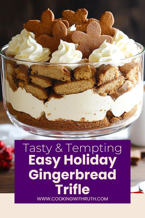 Elevate your dessert game this holiday season with an Easy Gingerbread Cheesecake Trifle! This no-fuss recipe combines rich layers of creamy cheesecake, spiced gingerbread, and luscious whipped cream, all beautifully arranged in a trifle dish. Ideal for holiday parties or family dinners, this dessert is as easy to prepare as it is delightful to eat. With its gorgeous presentation and irresistible flavors, this trifle will have everyone asking for the recipe! Gingerbread Trifle, Gingerbread Cheesecake, Cheesecake Trifle, Easy Gingerbread, Soft Gingerbread Cookies, Trifle Dish, Impressive Desserts, Trifle Recipe, Easy To Make Desserts