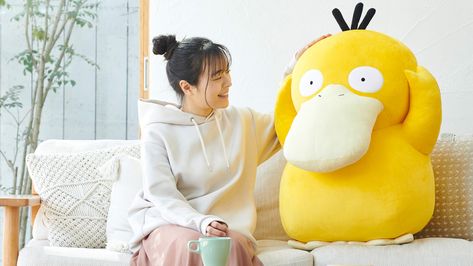 Life-Size Psyduck Plush Being Restocked in Japan in 2024 Psyduck Plush, Live In Japan, Watch Over Me, S Icon, Team Rocket, Perfect Timing, Pokemon Fan, Back In Stock, Life Size