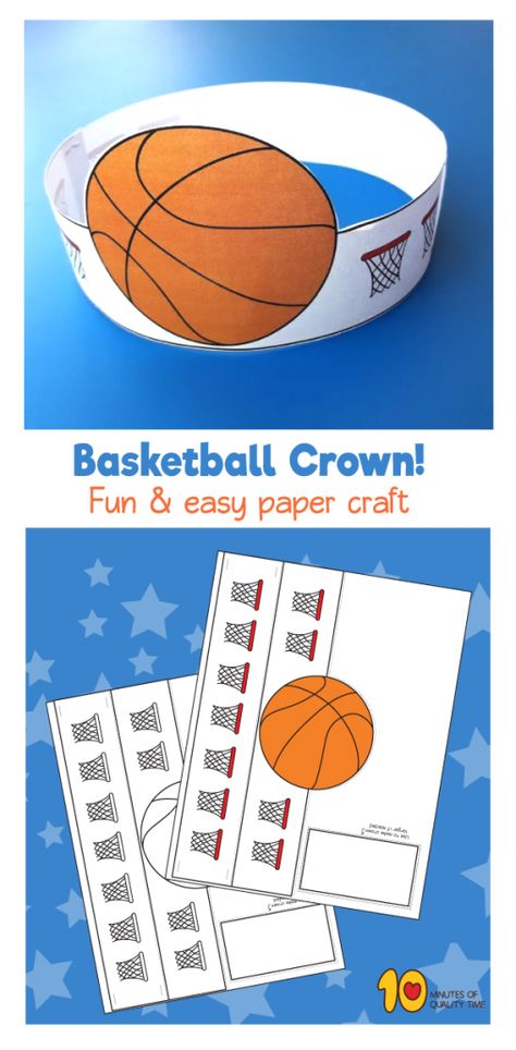 Basketball Paper Crown Basketball Crafts For Toddlers, Basketball Activities For Preschool, Basketball Crafts Preschool, Sports Day Activities For Kids, Basketball Activities For Kids, Basketball Crafts For Kids, Sports Crafts For Kids, Basketball Craft, Kids Sports Crafts