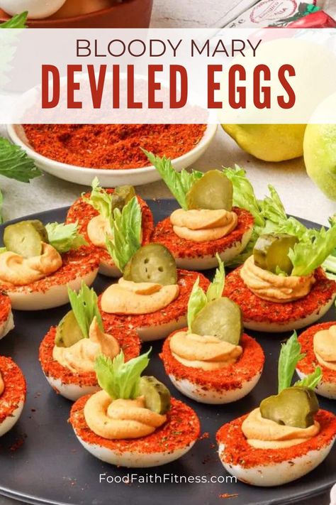 A riot of color, flavor, and texture make these cheerful Bloody Mary Deviled Egg appetizers an easy win. Turkey Deviled Eggs, Egg Appetizers, Colored Deviled Eggs, Egg Appetizer, Devil Eggs, Healthy Deviled Eggs, Spicy Deviled Eggs, Classic Appetizers, Filling Snacks