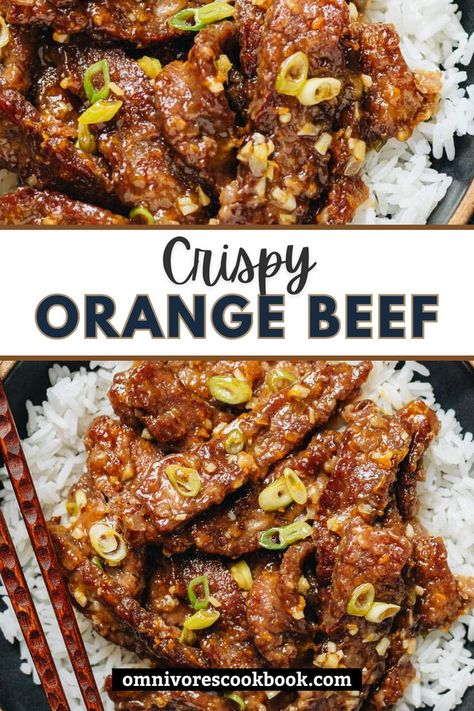 Try this Crispy Orange Beef recipe. Beef combined tangy citrus with savory, slightly sweet flavors. This orange beef recipe is easy to make and perfect for a quick weeknight dinner served over steamed rice. Orange Beef Crockpot, Crispy Orange Beef Recipe, Orange Beef And Broccoli, Easy Chinese Recipes Beef, Low Carb Steak Dinner, Chinese Food Recipes Beef, Orange Beef Recipe, Crispy Orange Beef, Korean Beef Recipes