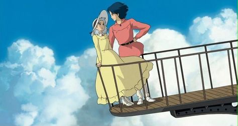 Anime Inspiration: Howl’s Moving Castle Howl's Moving Castle, Howls Moving Castle, Two People, Studio Ghibli, Castle, Anime