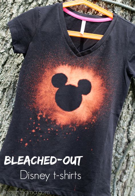 bleached out disney tshirts  teachmama.com black shirt Ty Dye, Teaching Mama, Disney T Shirts, Disney Family Vacation Shirts, Mickey Mouse Shirt, Diy Disney Shirts, Disney Family Vacation, Womens Disney Shirts, Family Vacation Shirts