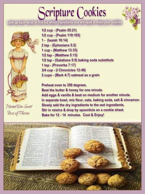 Scripture Cookies                                                       … Scripture Cookies, Baking Soda Substitute, Bible Food, Biblical Times, Vintage Recipes, Amazing Food, The Recipe, The Bible, Baking Recipes