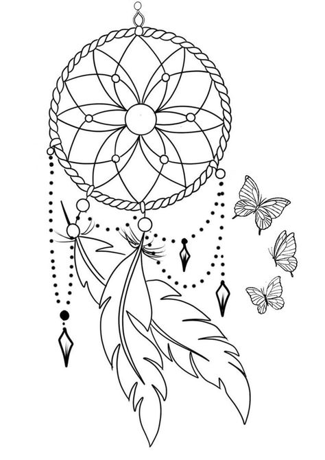 Dreamcatcher Stencil, Dream Catcher Outline, Tattoo Drawings On Paper, Dream Catcher Stencil, Dream Catcher Sketch, Atrapasueños Tattoo, Dream Catcher Coloring Pages, Dreamcatcher Drawing, Tattoo Friends