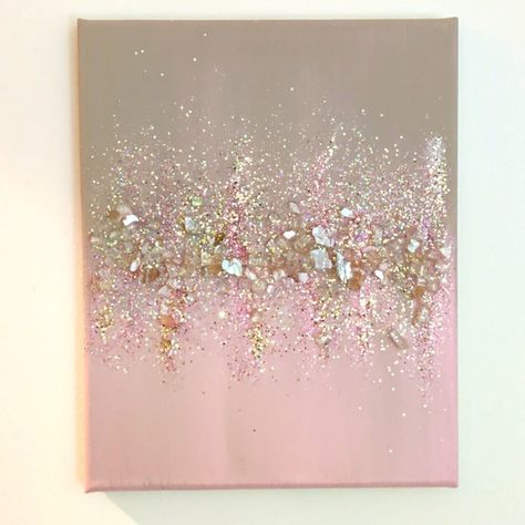 Original Glittery Abstract Acrylic Painting Canvas Painting With Glitter, Glitter Acrylic Painting, Painting With Glitter Canvas, Sparkles Painting, Glittery Painting, Crystal Painting Acrylic, Glitter Painting Canvas, Painting With Crystals, Diy Wall Art Painting