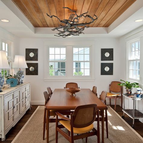 Wood Tray Ceiling Home Design Ideas, Pictures, Remodel and Decor Recessed Ceiling Ideas, Dining Room Tray Ceiling, Wood Tray Ceiling, Trayed Ceiling, Tray Ceiling Ideas, Coastal Dining Room, False Ceiling Living Room, Dining Room Ceiling, Palette Design