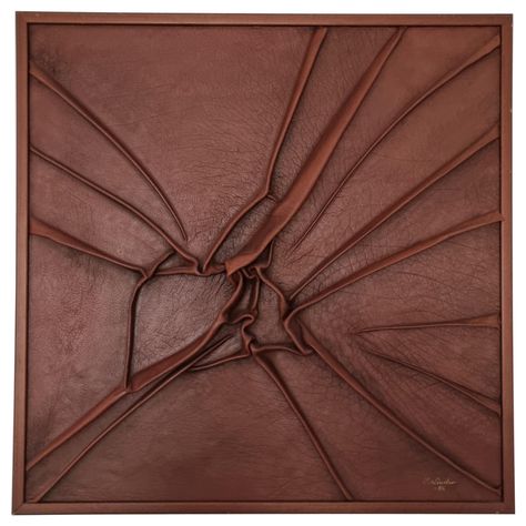 Abstract wall relief / art by Swedish artist Ing-Marie Linder. The folded leather creates warmth and depth. A unique, hand-made decorative work of art. Signed and dated -86. Additional information from exhibition a tergo. Please feel free to contact us for more information. Wall Art Series, Framed Leather Wall Art, Leather Art Wall, Leather Sculpture Art, Leather Sculpture, Leather Wall Art, Leather Artwork, Wall Relief, Leather Artist