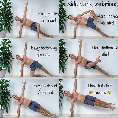 Yoga Peak Pose Ideas, Side Plank Variations, Yoga Variations, Plank Pose Yoga, Side Plank Yoga, Yoga Alignment, I Love Yoga, High Plank, Plank Variations