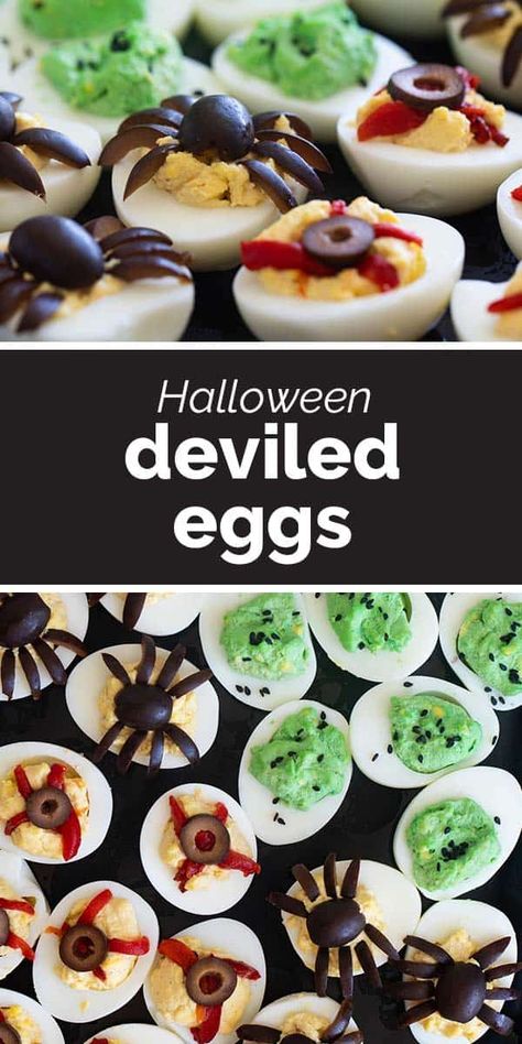 A must make Halloween appetizer, these Halloween Deviled Eggs are perfect for any party or pot luck. Spooky, yet delicious, these eggs will be the hit of the night! Deviled Eggs For Halloween, Spooky Deviled Eggs, Halloween Eggs, Halloween Deviled Eggs, Halloween Appetizer, Great Dinner Ideas, Spooky Snacks, Make Halloween, Halloween Appetizers