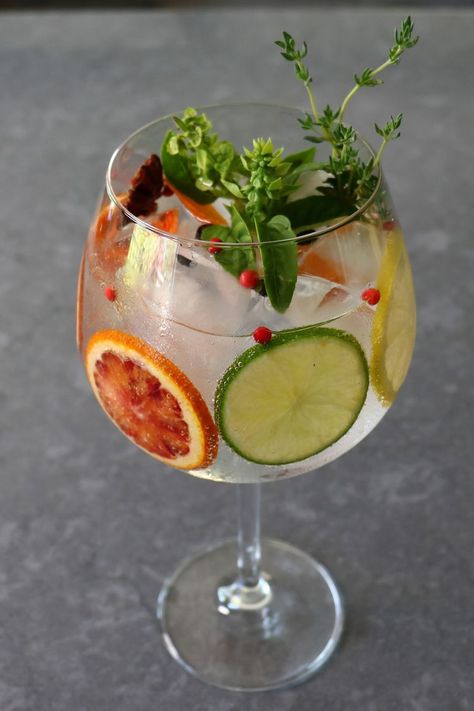 Spanish Gin Tonic, Spanish Gin And Tonic, Gin Spritz Cocktail, Gin And Tonic Bar, Gin And Tonic Recipe, Citrus Slices, Whole Spices, Tonic Recipe, Gin Tasting