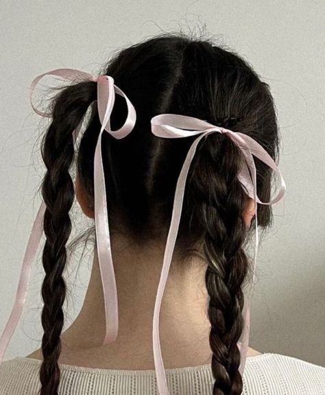 Girly Hairstyles, Bow Hairstyle, Ribbon Hairstyle, Body Modification, Dream Hair, Hairstyles For School, Aesthetic Hair, Pink Ribbon, Pretty Hairstyles