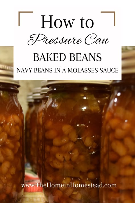 Baked Beans Recipe | How to Pressure Can Homemade Baked Beans - The Home in Homestead How To Pressure Can Dry Beans, Canning Better Than Bushes Baked Beans, Canning Brown Beans, Pressure Canning Baked Beans, Pressure Canning Beans, Canning Homemade Baked Beans, Homemade Canned Baked Beans, Better Than Bushes Baked Beans, Homemade Canned Beans