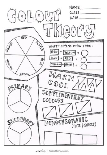 Colour Theory Review 1 - Activity Sheet | Teaching Resources Preschoolers Crafts, Color Theory Worksheet, Color Theory Lessons, Toddler Science, Art Handouts, Art Theory, Art Worksheets, Art Class Ideas, Art Curriculum