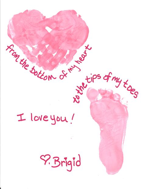 Valentine made with my 2 y/o Hand Print Art, Valentines Bricolage, February Crafts, Footprint Crafts, Valentine's Day Crafts For Kids, Preschool Valentines, Valentine Crafts For Kids, Toddler Valentines, Foot Print