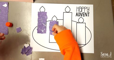 Printable advent wreath craft is perfect for kids to make to prepare for Christmas. Advent Wreath Craft, Advent Wreath Candles, Kids Advent, Prepare For Christmas, Advent Crafts, Wreath Printable, Advent Activities, Purple Candles, Candle Projects