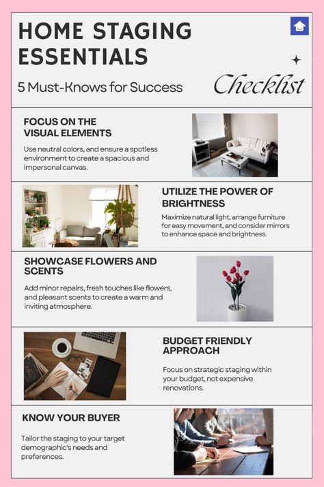 Do you need help with how to make your home look better during a home staging process? Here are the 5 essential things to sort down that will shed light on new#homestagingideas, to enhance #yourcozylivingroom Home Staging Checklist, How To Start A Home Staging Business, Home Staging Tips To Sell, House Selling Tips, Staging A House To Sell, Home Staging Business, Staging A Home, Vibe Instagram, Home Staging Ideas