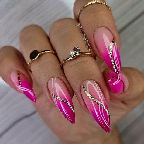 Pink Stiletto Nails, Chrome Nails Designs, Sassy Nails, Pink Ombre Nails, Fancy Nails Designs, Stiletto Nails Designs, Pink Nail Art, Ombre Nail Designs, Pink Acrylic Nails