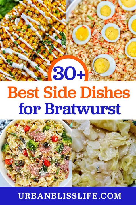 Firing up the grill? Here's a great recipe collection of 20+ Best Side Dishes for Bratwurst, on UrbanBlissLife.com. Sides For Bratwurst, Side Dish For Brats, Sides For Brats Dinners, Bratwurst Side Dishes, Sides For Brats, Bratwurst Sides, Bratwurst Toppings, How To Cook Bratwurst, Grilled Bratwurst