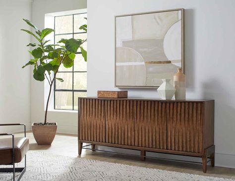 Experience the magic of mid-century modern design as you revel in the practicality of our Delray console. Immerse yourself in the nostalgia of a time gone by, while enjoying the convenience of state-of-the-art storage solutions. #homefurnishings #martinfurniture #martinhomefurniture #designinspo #entertainmentfurniture #accentfurniture #furniture #interiordesign #freshdesigns Credenza Office, Office Console, Mid Century Tv Console, Living Room Credenza, Living Room Chest, Credenza Decor, Sideboard Decor, Low Sideboard, Living Room Console