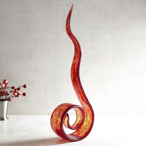 Art Glass Red Flame Sculpture #ad Flame Sculpture, Resin Inspiration, Ap Studio Art, Painted Glass Art, Red Home Decor, Indoor Patio Furniture, Potters Wheel, Pier 1 Imports, Glass Art Sculpture