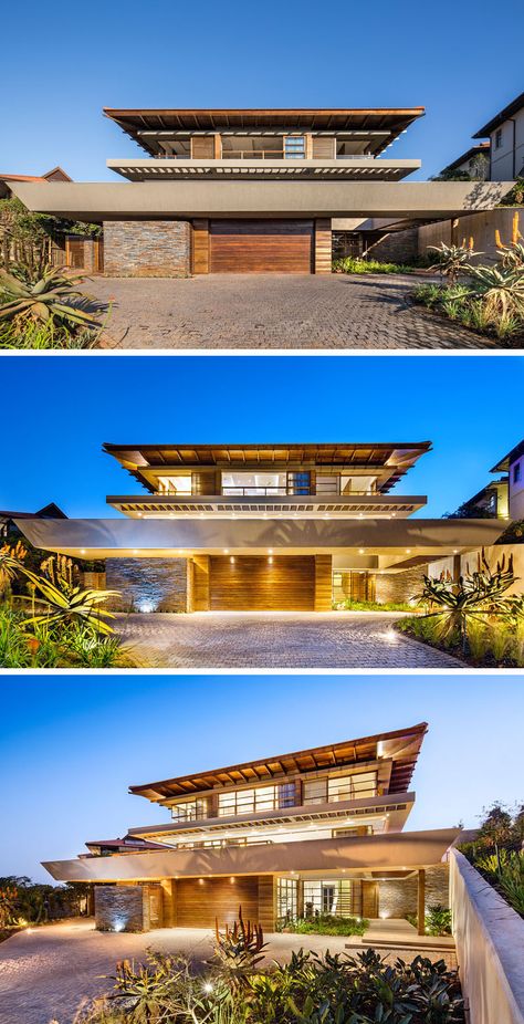 This modern house was designed in accordance with Feng Shui principles, with the shape, position, orientation of all the spaces and bodies of water all reflecting this. #FengShui #Architecture #ModernHouse Japanese Modern House, Modern Japanese House, Japanese House Design, Japanese Home Design, Feng Shui Principles, Modern House Floor Plans, African House, Japanese Style House, Bodies Of Water