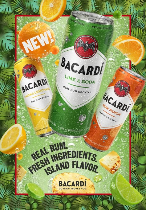 Bacardi Natural Flavor on Behance Drinks Ads, Beverage Poster Design, Drink Creative Advertising, Alcoholic Drinks Advertising, Alcohol Ads, Alcohol Advertising, Drink Ads Creative Advertising, Drinks Poster, Drink Advertising Design