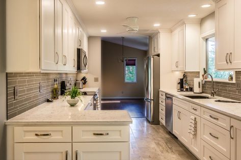 Asheville Galley Kitchen Remodel — HomeSource Design Center Galley Kitchen With Peninsula, Galley Kitchen Renovation, Kitchen With Peninsula, Galley Kitchen Layout, Small Galley Kitchen, Galley Kitchen Design, Kitchen Peninsula, Galley Kitchen Remodel, Galley Kitchens