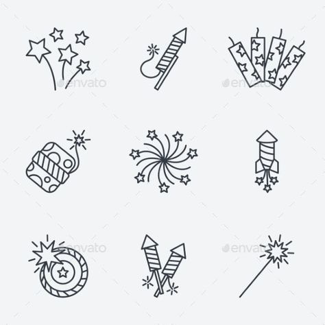 Fire Work Doodles, Firework Line Drawing, How To Draw Fire Works, Firework Drawing Simple, Firecracker Tattoo Ideas, How To Draw A Firework, Fire Cracker Tattoo, Easy Firework Drawing, Firecracker Drawing