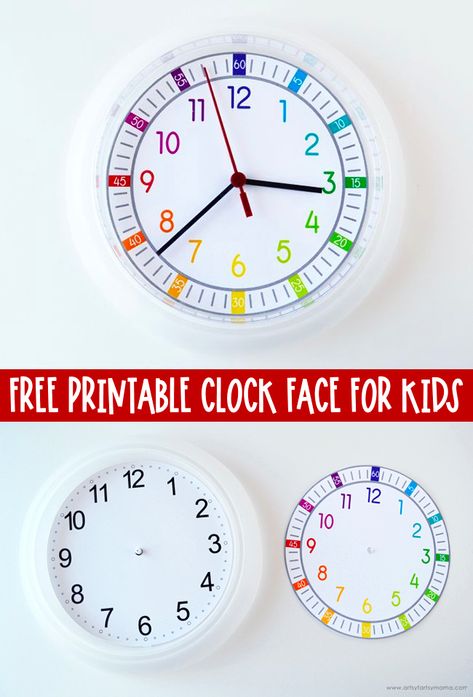 Free Printable Clock Face for Kids #freeprintable #printables #freebies #tellingtime #homeschool #homeschoolprintable #education #kidscrafts #kidsactivities #clock Teaching Clock Printable, Clock Printable Free, Teaching Clocks To Kids, Printable Clock Template, How To Make A Clock For Kids, Learning Time Clock Free Printable, Homeschool Clock, Clock Printable For Kids, Clock Template Free Printable