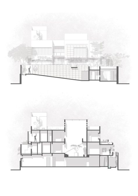 Skewed House / Studio Lagom | ArchDaily Architecture Section Drawing, Skewed House, Studio Lagom, Architect Website, Indian House Design, Modern Bungalow Exterior, Boys Town, Indian House, Interior Design Presentation