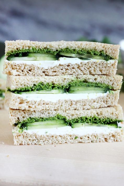 Cucumber and Mint Cilantro Chutney Tea Sandwiches have a lovely Indian flair that make them extra special. Perfect for any occasion. #sandwiches #cucumber Cucumber Tea, Chutney Sandwich, Vegetarian Sandwich Recipes, Cucumber Tea Sandwiches, Tea Party Sandwiches, Tea Sandwiches Recipes, Cilantro Chutney, Mint Chutney, Party Sandwiches