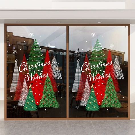 Christmas Window Clings Stickers Double Sided Xmas Tree Snowflake Glass Door Decals Holiday PVC Stickers for Home Ornament - AliExpress 15 Christmas Window Clings, Painted Window Art, Door Decals, Christmas Window, Window Art, Window Painting, Window Clings, Christmas Wishes, Xmas Tree