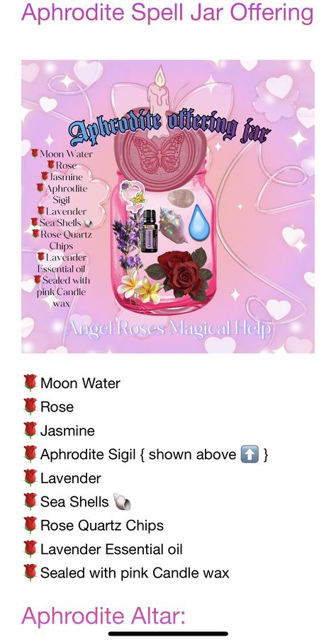 Divine Feminine Spell Jar, Pink Candle Spells, Aphrodite Spell Jar, Worshiping Aphrodite, Aphrodite Offering Jar, Aphrodite Sigil, Aphrodite Offering, Aphrodite Oil, Aphrodite Worship