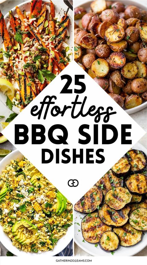 Looking for the best sides for your BBQ? Check out these 25 easy BBQ side dishes that everyone will love! Bbq Side Dishes Vegetables, Finger Food Sides For Bbq, High Protein Bbq Sides, Vegetable Sides For Bbq, Cookout Main Dish Ideas, Fancy Sides, Bbq Veggie Sides, Bbq Vegetable Side Dishes, Healthy Side Dishes For Bbq