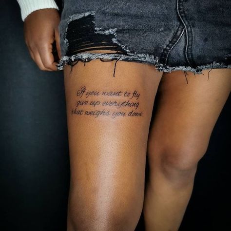 Quote Tattoos | POPSUGAR Smart Living Quad Tattoos Women, Quad Tattoo Women, Tattoo About Strength, Quad Tattoo, Overcoming Fear Quotes, Tattoo Quotes About Strength, Quote Tattoos, Daily Life Hacks, Fear Quotes