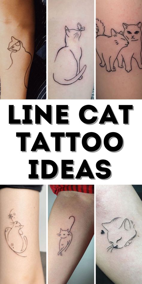 Line Cat Tattoo Ideas: Elegant, Minimalistic, and Timeless Designs Paw Print Tattoo Cat, Minimalist Cat Tattoo Designs, Printable Tattoo Designs Stencil, Line Cat Tattoo, Fine Line Cat Tattoo, Minimalist Cat Tattoo, Cat Outline Tattoo, Tattoo Ideas Simple, Cat Tattoo Ideas