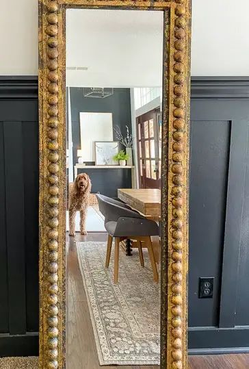 Get the Anthropologie mirror look without the cost. Check out this easy DIY full length mirror tutorial. Diy Full Length Mirror Ideas, Diy Floor Length Mirror, Walmart Mirror Hack, Diy Anthropologie Mirror, Anthro Mirror, Mirror Frame Makeover, Full Length Mirror Diy, Mirror Makeover Diy, Diy Floor Mirror