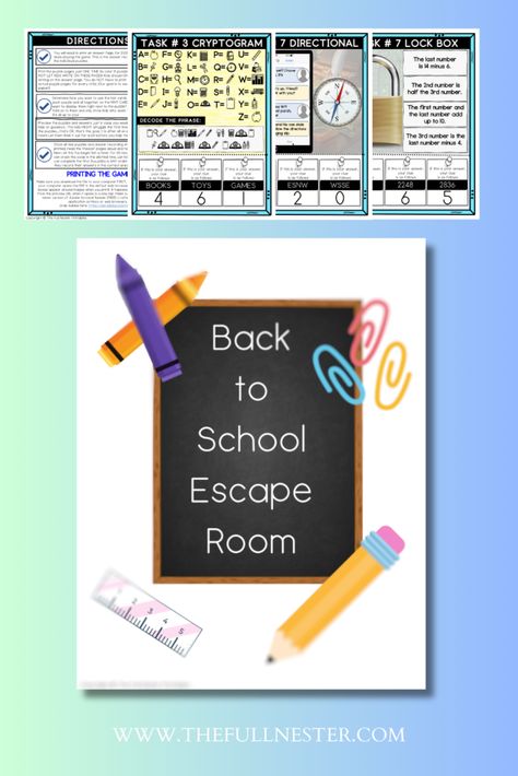 Back To School Escape Room - The Full Nester School Escape Room, Escape The Classroom, Escape Room Diy, School Open House, Cool School Supplies, Escape Rooms, Upper Elementary Classroom, Starting School, Children's Rights