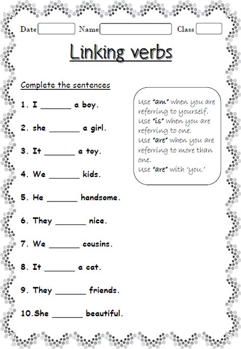 Linking Verb Worksheet for kids Linking Words Worksheets, Verbs Worksheet For Kindergarten, Verbs Worksheet For Grade 1, Linking Verbs Worksheet Grade 3, Verbs Worksheet For Class 2, Helping Verbs Worksheet Grade 3, Doing Verbs Worksheet For Grade 1, Linking Verbs Worksheet, Helping Verbs Worksheet