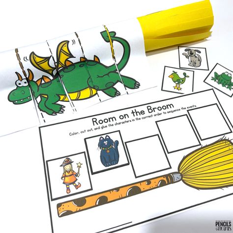 These Room on the Broom sequencing activities will increase engagement and understanding! Pumpkin Poem, Room On The Broom, Happy Mommy, Story Sequencing, The Gruffalo, Sequencing Activities, Kids Cuts, Reading Practice, About Today