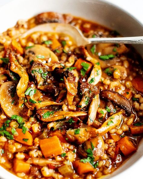 Easy Mushroom Barley Stew Mushroom Barley Stew, Barley Recipe Healthy, Winter Recipes Dinner, Barley Stew, Mushroom Barley, Mushroom Barley Soup, Recipes Winter, Barley Recipe, Mushroom Stew